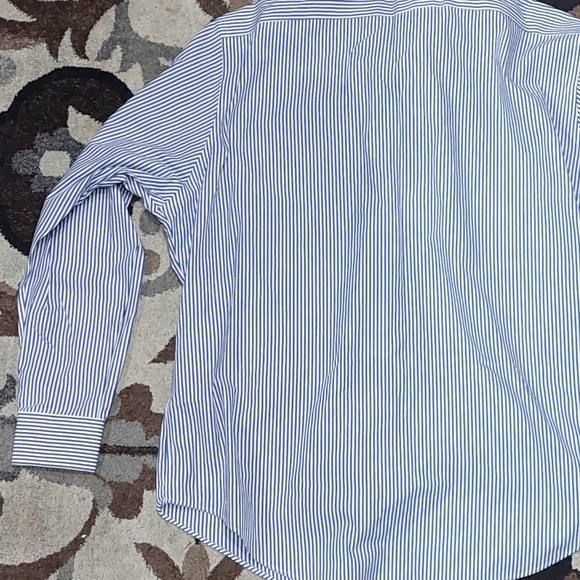 Lauren Ralph Lauren Dress Shirt Men's Size 17.5  36/37 Blue Striped Classic Fit - Picture 8 of 10